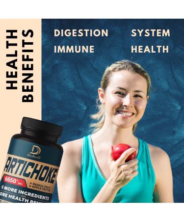 Artichoke Leaf Capsules 6650mg - Digestion & Immune Support - 2 Packs, 60 Capsules - 4 Month Supply - Non-GMO, Gluten Free - Buy Online on GoSupps.com