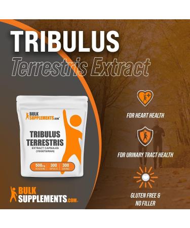BulkSupplements Tribulus Terrestris Extract Capsules - 300 Veg Capsules - Gluten Free - Herbal Supplement for Men - 1 Capsule per Serving - Buy Online on GoSupps.com