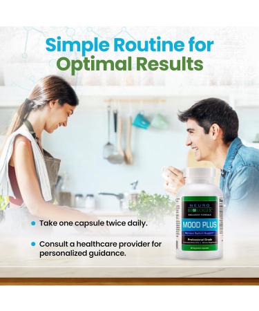 Mood Plus Complete Mood Support Supplement - 5-HTP Niacin GABA & Ashwagandha for Stress Relief Brain Support & Serotonin Regulation - 60 Capsules - International Shipping Available - Buy Online on GoSupps.com