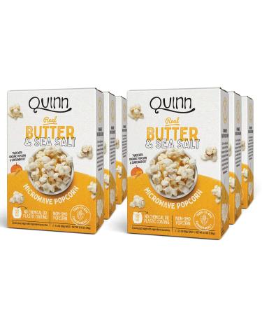 Quinn Snacks Microwave Popcorn, Real Butter & Sea Salt, 2 Count Bag (Pack of 6)