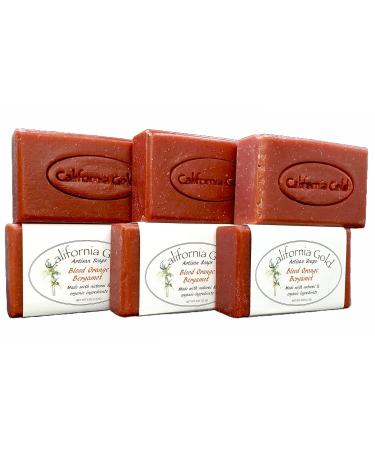 California Gold Artisan Soaps - Blood Orange Bergamot Bar Soap | 6 Natural & Organic 4 oz. Bars with Sunflower & Coconut Oils | International Shipping Available - Buy Online on GoSupps.com