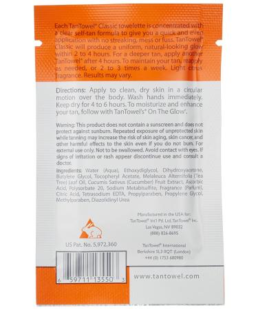 Tan Towel Self Tan Towelette Classic 10 Count - Natural Sun-Kissed Glow - Buy Online on GoSupps.com