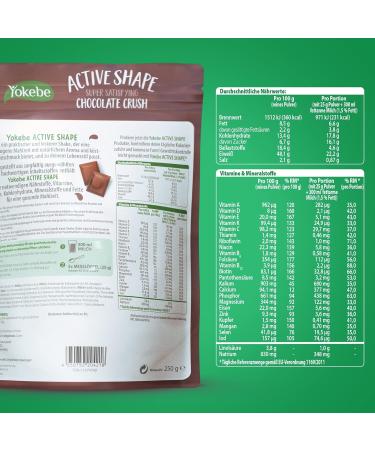 YOKEBE Active Shape Chocolate Crush - High Protein Diet Drink Meal Set | 250g (10 Portions) for Weight Control - Buy Online on GoSupps.com
