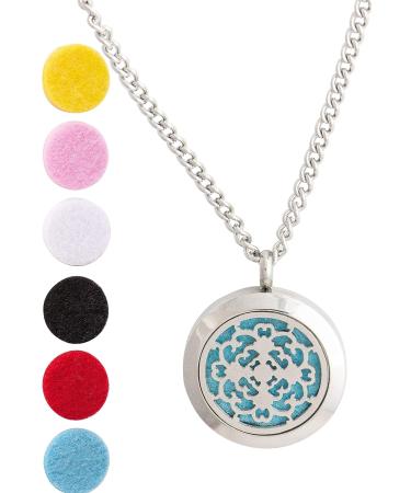 Wild Essentials Cross Essential Oil Diffuser Necklace - Stainless Steel Locket Pendant with 24-inch Chain & 12 Color Refill Pads | Customizable Aromatherapy Jewelry - Buy Online on GoSupps.com