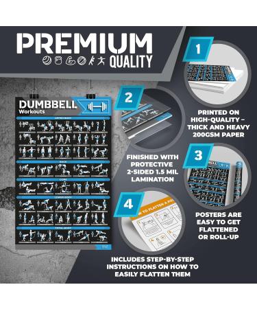 21-PACK Laminated Workout Poster Set - Home Gym Exercise Charts for Dumbbell Yoga, Resistance Band, Kettlebell, Stretching & More - Fitness Gym Posters - Buy Online on GoSupps.com