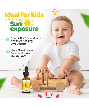 GreenPeach Liquid Vegan Organic Vitamin D 400 to 2000 IU - D3 Drops for Toddler Kids Baby & Infants Vitamin D Baby Drops Natural 60 Servings - Buy Online on GoSupps.com