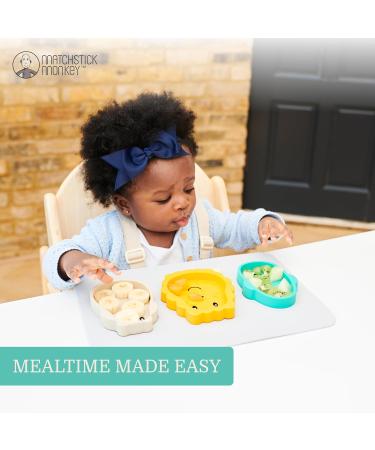 Matchstick Monkey Anti-Slip Animal Puzzle Snack Mat for Baby-Led Weaning - Grey, 100% Silicone, BPA-Free | 9 Months Old+ Baby Snack Mat - Buy Online on GoSupps.com