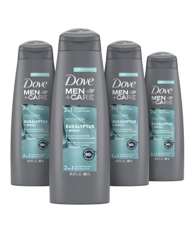Dove Men+Care Revitalizing 2-in-1 Shampoo and Conditioner For Cleaner Revitalized Hair Eucalyptus & Birch Plant-Based Cleansers 90% Naturally Derived Men's Shampoo 12 Fl Oz (Pack of 4) - Buy Online on GoSupps.com