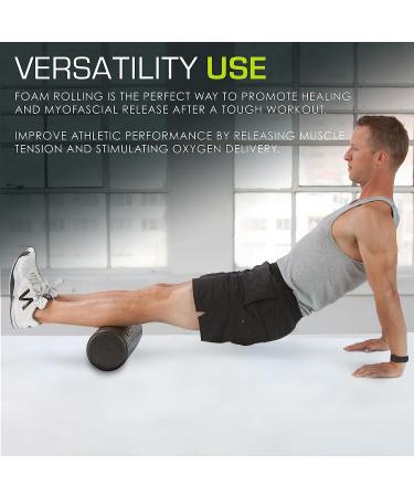 ProsourceFit High Density Foam Rollers 36  24  18  12- inches long. Firm Full Body Athletic Massage Tool for Back Stretching  Yoga  Pilates  Post Workout Muscle Recuperation. Speckled and Solid Colors Black 18"H x 6"D - Buy Online on GoSupps.com