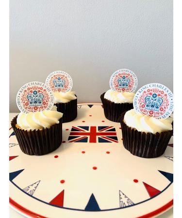 King Charles III Coronation Official Emblem Edible Cake Topper Decorations (24 Pre-Cut on Wafer) 24 Pre-cut on wafer - Buy Online on GoSupps.com