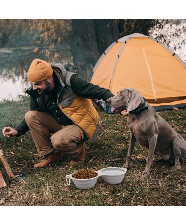 SLSON Collapsible Dog Bowls - 2 in 1 Foldable Pet Food & Water Bowl - Integrated Molding, No Plastic Rim - Ideal for Walking, Hiking, Camping - Cold Grey - Buy Online on GoSupps.com