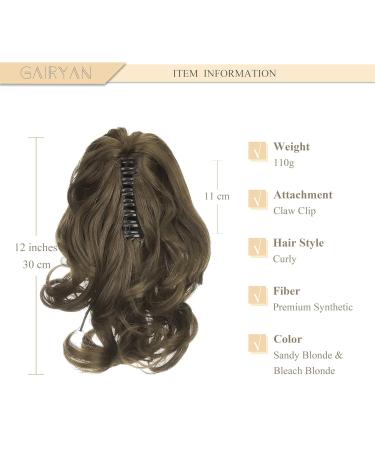 30cm Ashblond Ponytail Hair Extensions - Curly Claw Clip-In Wavy Synthetic Braids for Women - Buy Online on GoSupps.com