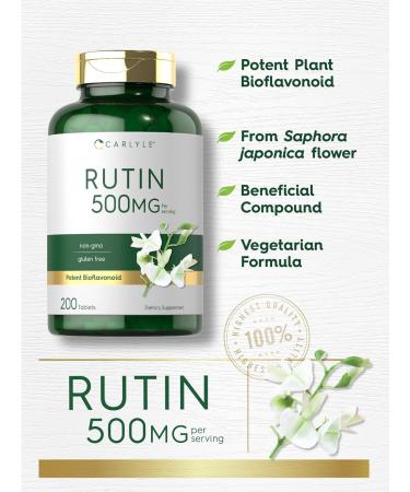 Carlyle Rutin 500mg Supplement | 250 Caplets | Vegetarian, Non-GMO, Gluten Free - Buy Online on GoSupps.com