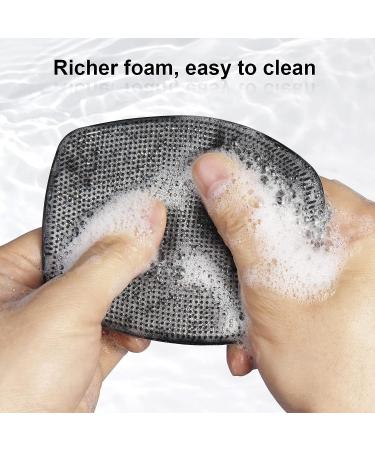 Silicone Body Scrubber - Exfoliating Shower Scrubbers with Storage Hooks - Reusable & Easy to Clean - Shower Cleaning Brush for Body (Black) - Buy Online on GoSupps.com