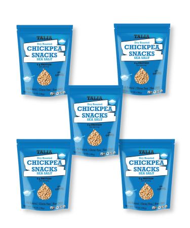 Talia Dry Roasted Chickpea Healthy Snacks Sea Salt Vegan Gluten-Free Non-GMO Low Carb Kosher Garbanzo Bean Bites 5.5 Oz Pack of 5