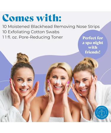 Buy Blackhead Remover & Pore Minimizer Kit - 10 Nose Strips Exfoliating Swabs 1oz Toner - Natural Ingredients for Clear Skin - Buy Online on GoSupps.com