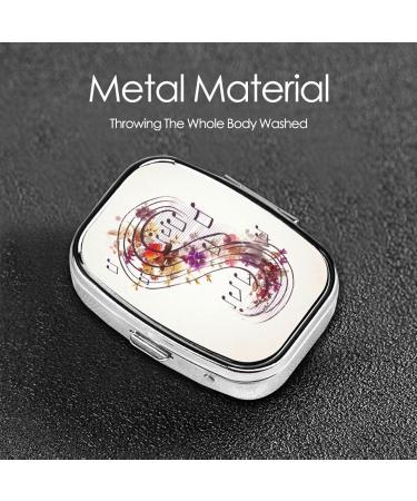 Musical Note Floral Printing Small Pill Case | 2 Compartment Travel Pill Organizer - Cute Purse Gift - Buy Online on GoSupps.com