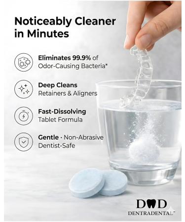 Retainer Cleaner Tablets - 4 Month Supply (120 Tablets) - Clean Retainers Mouth Guards Dentures - Removes Odor & Plaque (120 Pcs) 120 Count - Buy Online on GoSupps.com