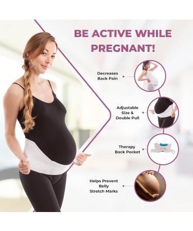 GABRIALLA Elastic Pregnancy Belly Band - Adjustable & Breathable Maternity Belt | Large White, Baby Safe Design for Improved Posture and Relief from Back, Joint, and Hip Strain - Buy Online on GoSupps.com