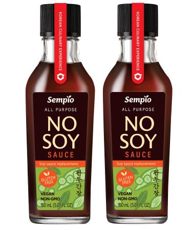 SEMPIO NO-SOY SAUCE - All-Purpose Seasoning Soy Sauce Alternative Multi-purpose condiment made with peas and pea protein instead of soybeans Gluten-free NON-GMO VEGAN (5.1 Fl oz Pack of 2)