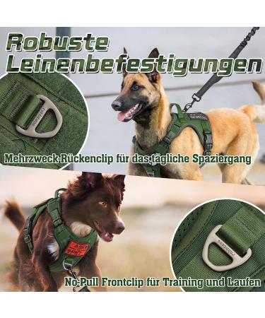 Rabbitgoo XL Dog Harness for Large Dogs - Adjustable Durable & Tactical with Handles - Perfect for Hiking - Wear-Resistant Metal Buckles (Green) - Buy Online on GoSupps.com