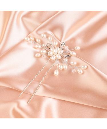 Deniferymakeup 1pc Pearl Rose Gold Hair Pins Boho Hair Piece Set Special Occasion Vintage Hair Accessories for Wedding Brides Women and Girls (Silver) - Buy Online on GoSupps.com