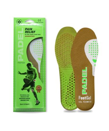 FOOTGEL Padel   Pain Relief with Lasting Eucalyptus Scent   3 Layers for sequential Shock Absorbing   Vegan & Medical Certification   Machine Washable   Small (Men 3.5 to 6 / Women 5 to 7.5) Small (Men 3.5-6 / Women 5-7....