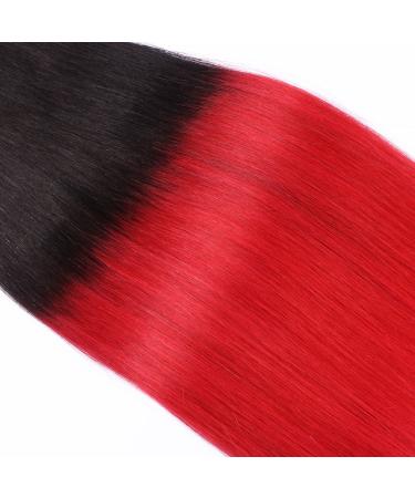 Novon Hair Extensions | Tape In On Hair Extensions #1B/Red Ombre - 40cm - 50 Tresses - 100% Remy Real Hair - Buy Online on GoSupps.com