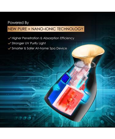 Nano Ionic Facial Steamer - LCD Display, Hot Mist Hydrating Moisturizer for Unclogging Pores, Home Spa Quality, Black Gold - Buy Online on GoSupps.com