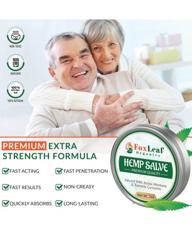 Foxleaf Organics Premium Hemp Salve with Arnica & Turmeric - Unscented, Non-Greasy Extra Strength Formula - 2 OZ | Made in USA - Buy Online on GoSupps.com