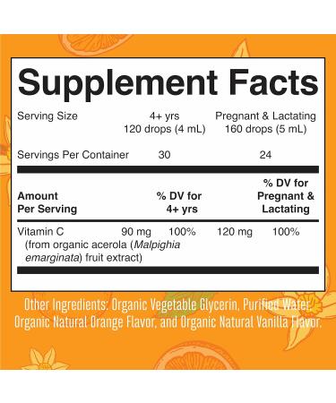 Organic Vitamin C Liquid Drops for Immune Support | Vegan & Non-GMO | 4 Fl Oz - Buy Online on GoSupps.com
