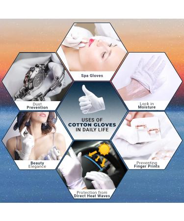 Charmics 5 Pairs White Cotton Moisturizing Gloves for Dry Hands - 10 Count, 9 Inch Eczema Gloves for Women and Men - Washable and Premium Quality - Buy Online on GoSupps.com