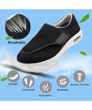 Youyun Diabetic Shoes for Men X-Wide Width | Adjustable Velcro Closure | Lightweight & Non-Slip Walking Shoes | Edema & Swollen Feet Relief | 10.5 Wide Black - Buy Online on GoSupps.com