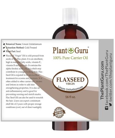 16 oz Virgin Unrefined Cold Pressed Flaxseed Oil - 100% Pure Natural Carrier for Skin, Body, and Face - Ideal for Psoriasis, DIY Creams, Lotions, and Lip Balms - Buy Online on GoSupps.com
