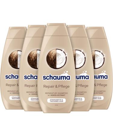 Schauma Schauma Schwarzkopf Repair and Care Shampoo (5 x 400 ml) Smoothes and Repairs Hair Structure Repair Shampoo for Damaged and Dry Hair with Coconut Extract