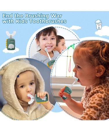KAQINWX Kids Electric U-Shaped Toothbrush - Rechargeable & Waterproof | Smart Timer, 3 Brush Heads, 2 Modes | Ages 2-12 (Green) - Buy Online on GoSupps.com