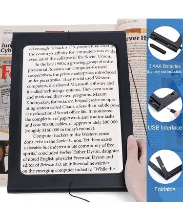 3X Large Lighted Magnifying Glass with 12 LED Lights | Foldable Hands-Free Reading Magnifier for Low Vision and Seniors - Black - Buy Online on GoSupps.com