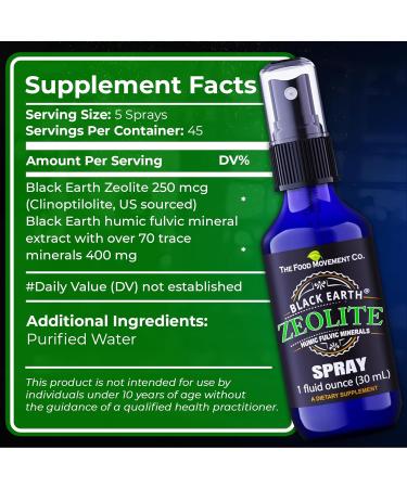 Black Earth Zeolite with Humic Fulvic Acids Trace Minerals for Adults and Kids Supports Gut Health Immune Support Digestion and Elimination and More 1oz Liquid Pump Spray Supplement 1 Fl Oz (Pack of 1) - Buy Online on GoSupps.com