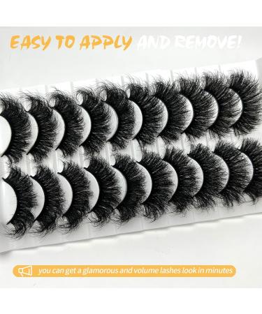 Mink Lashes 20mm - Soft Fluffy Dramatic 3D Strip Lashes | 10 Pairs Thick Volume False Eyelashes for Ultimate Glam - Buy Online on GoSupps.com