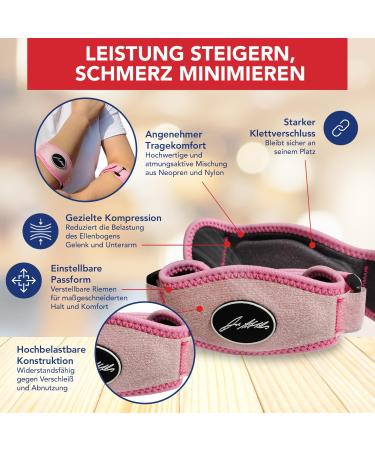 Dr. Arthritis Adjustable Elbow Bandage - Tennis & Golfer's Arm Cuff (Pink) - Support for Left & Right Arms | Pair - Buy Online on GoSupps.com