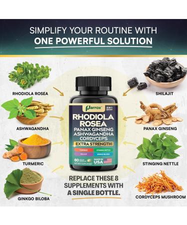 Rhodiola Rosea Panax Ginseng Ashwagandha Cordyceps Mushroom Turmeric Ginkgo Biloba Stinging Nettle Adaptogen Blend Supplement Capsules for Daily Wellness Support (3 Pack) 60 Count (Pack of 3) - Buy Online on GoSupps.com