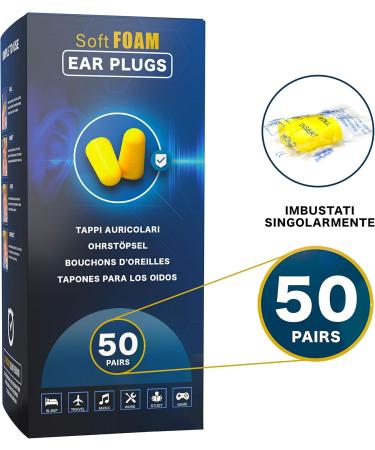 50 Pairs AMZ Gold Earplugs for Sleeping - Soft Foam Comfortable & Noise-Damping | Best Insulation for Restful Sleep - Buy Online on GoSupps.com
