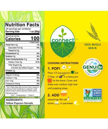 Connect Snacks Non-GMO Large Popcorn Kernels - 24 oz Bag | Gourmet Butterfly Yellow Popcorn | Gluten-Free & Sustainable | 100 Cups Popped - Buy Online on GoSupps.com