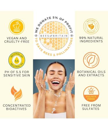 BEES of BRITAIN - 99% Natural - Face Wash - Honey Lavender No Sulfates/Parabens. pH 5.5 Sensitive Skin. We Donate 5% of our Profit to Save Bees + Pollinators. 250ml - Buy Online on GoSupps.com