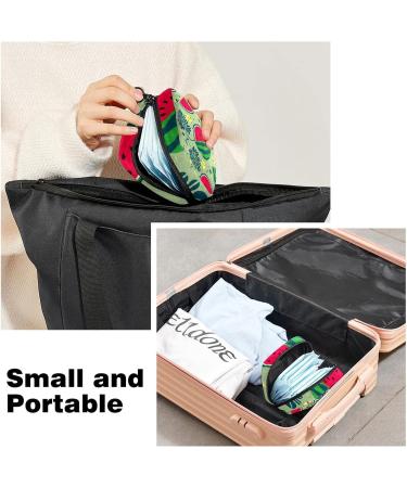 Stylish Menstruation Pad Bag with Zipper - Women's Napkin & Tampon Storage | Mature Watermelon Leaves & Flowers Design - Buy Online on GoSupps.com