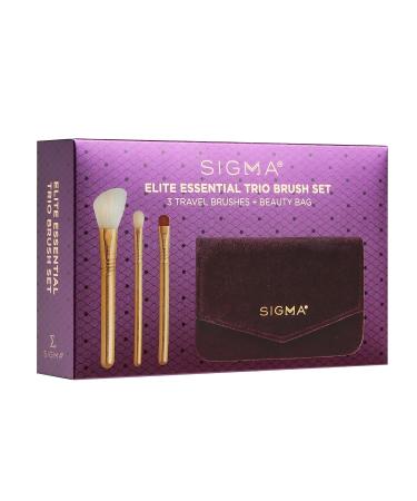 Sigma Beauty Elite Essential Trio Brush - Premium Gold Makeup Brushes for Flawless Application | International Shipping Available - Buy Online on GoSupps.com