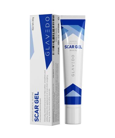 GLAVEDO Advanced Medical Silicone Scar Gel - Topical Gel for Scar Treatment on Face and Body - Scar Mark Removal of Old and New Scars due to C-Section, Surgery, Injury, Burns, Acne, Stretch Marks