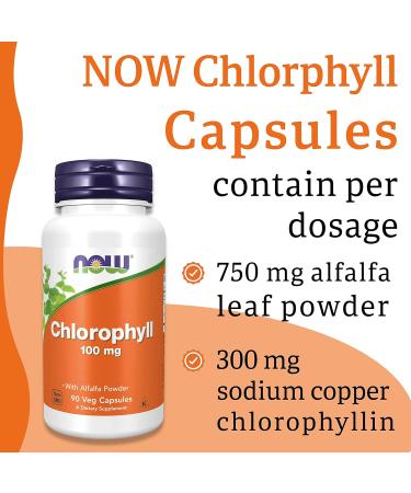 Now Foods Chlorophyll 100mg 90 Vegan Capsules - Lab Tested | Vegetable Minerals | Gluten & Soy Free | Vegetarian Friendly - Buy Online on GoSupps.com