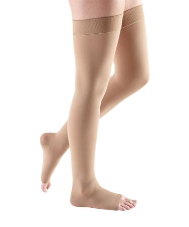 mediven Comfort for Women 20-30 mmHg Open Toe Leg Circulation Thigh High Compression Stockings for Women Semi-Transparent Leg Support Compression Hosiery V Natural