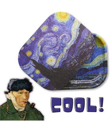 Starry Night Van Gogh Magnetic Rolling Tray - Small Metal Tray for Smoking Accessories - Cute Gift Idea - 7 x 5.5 - Buy Online on GoSupps.com
